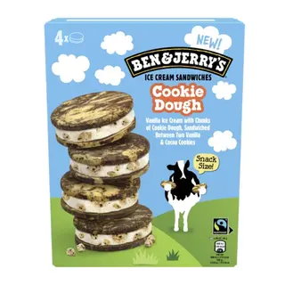 Ben & Jerry's Cookie Dough Sandwich Ice Cream Multipack (4 x 68ml)