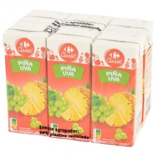 Zumo De Piña Y Uva Carrefour Classic Pack 6 Briks 20 Cl.