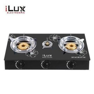 ilux Cuisinière à Gaz - Allumage Automatique - Réchaud Vitré - GS-8200 - 3 Feux - Noir