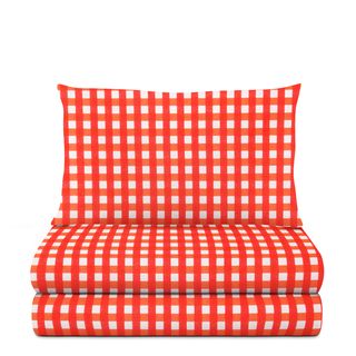 Completo letto singolo - quadretti corallo