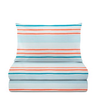 Completo letto 1 piazza e mezza - righe azzurre arancione