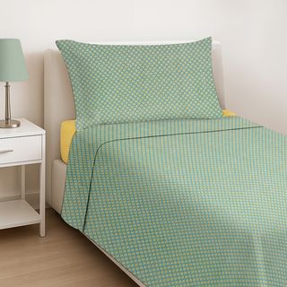 Completo letto singolo verde giallo - cotone Lucky