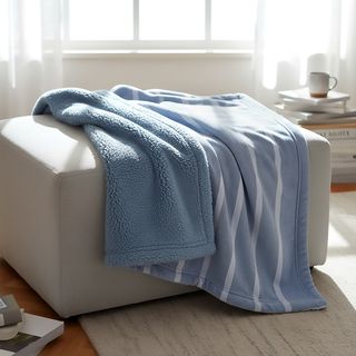 Plaid stampato righe azzurro - jaquard 127x152cm