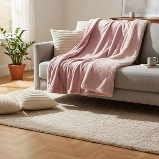 Coperta righe malva - jaquard 190x230cm