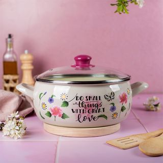 Šerpa Metalac PRINC plitka 20cm 2,9l sa staklenim poklopcem LOVE