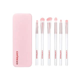 CORINGCO Pink Pocket Eye Brush Set 6 pcs