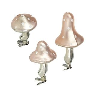 Novogodišnji ukras set 3 - Glass Mushroom Clips