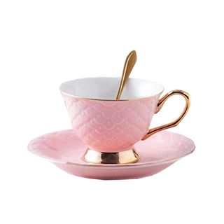 Šoljice za kafu Fina kuća SET/6 Pink Look 3D/zlatna drška/gift kutija