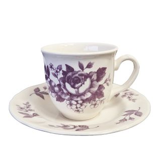 Šoljice za kafu Fina kuća 7.1 SET/6 S.P. (9114058) dekor ljubičasta ruža na krem podlozi
