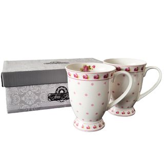 Šolje za čaj Fina kuća SET/2 300ml Flower Chic roze ružice/roze tufne