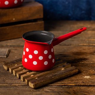 Džezva klasična Metalac 4MR dekor crvena, bijele tufne