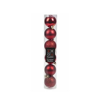 Snowwhite 5PC Baubles - Red 6cm