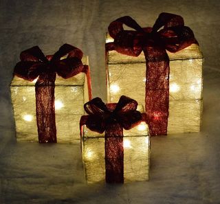 Set of 3 Warm White Lit Parcels