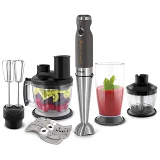 Sencor SHB 5501CH 9 in 1 Hand Blender,20 Level, TITANIUM QuadBlade Technology, Power Input 1 000 W, Extra Quiet DC Motor,800ml, 1250 ml Beaker with Li (106201)