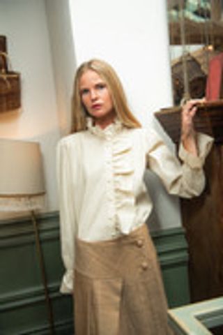 Blusa Saas Volantes Beige Beige / M