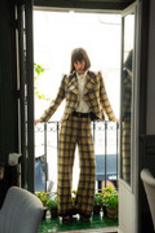 Pantalón Luzern Lana Cuadros Amarillo Amarillo / L