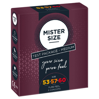 პრეზერვატივები Mister Size Test Package Medium, 3 ცალი + საზომი ლენტი