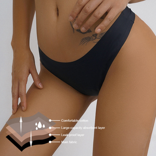 შავი უნაკერო მენსტრუალური ტრუსი-სტრინგი M