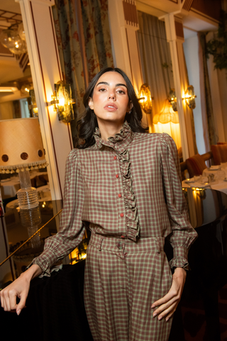 Pantalón Ember Cuadros Verde y Burdeos L Verde