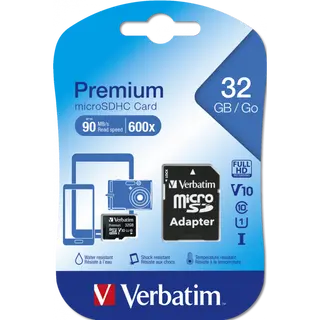 Carte microSDHC avec adaptateur Verbatim de 32 GB