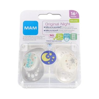 CHUPETE SILICONA FISIOLOGICO MAM ORIGINAL NIGHT + 16 MESES N PACK DOBLE