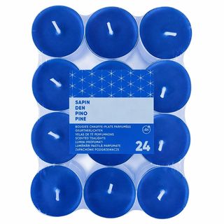 CARREFOUR HOME Lot de 24 Chauffe-Plats Cire Bleu