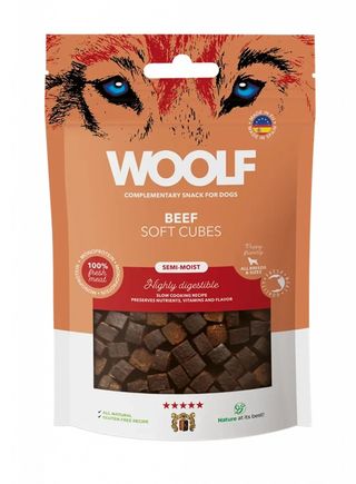 Przysmak dla psa Woolf Beef Soft Cubes, 100 g