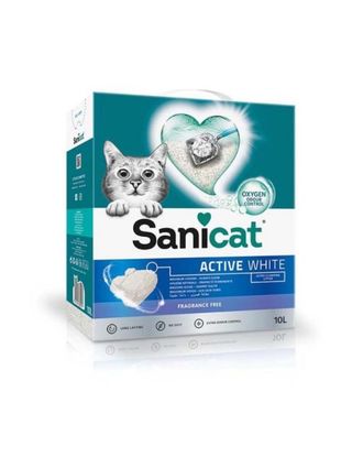 Sanicat Active White Natural - котешка тоалетна висококачествен бял бентонит / натурална / 10 литра