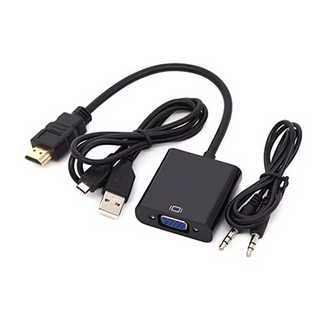 HDTV Male to VGA Female Adaptor HD a VGA Cable Para Adapter Converter for HDMI VGA with Audio Video Power Supply- 00541