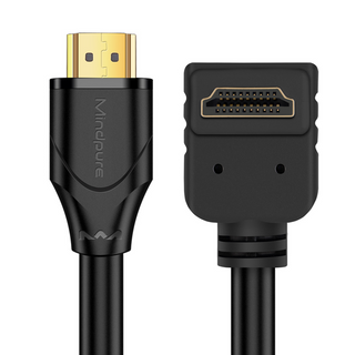Mindpure-ის მოოქროვილი 18Gbps HDMI 2.0 კაბელი 1M 4k 60Hz 3D HDTV HD კაბელი PVC მონიტორისთვის მარჯვენა მარცხენა კუთხით 90- 00555