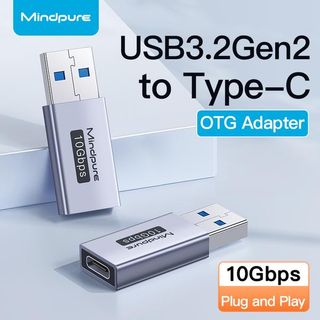 Mindpure მაღალი ხარისხის ადაპტერი USB-A მამრობითი USB-C მდედრობითი 10GBPS თოკის გარეშე - 00545