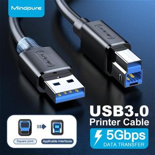 Mindpure USB 3.0 A-დან B-მდე მამრობითი PVC გარსით მონაცემთა კაბელები 1M-00556