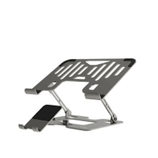 Porodo 2-in-1 Adjustable Laptop with Phone Stand, Silver