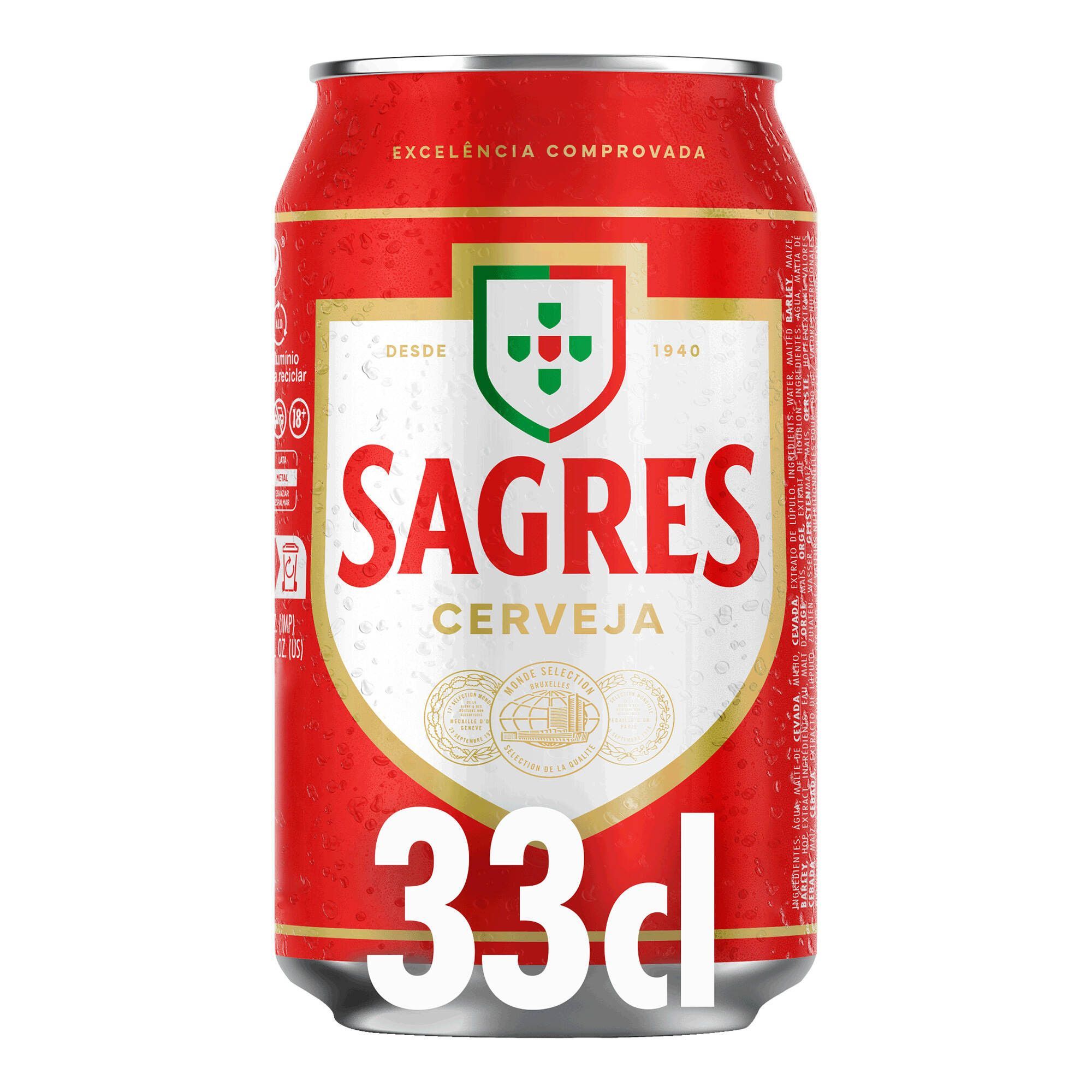 Cerveja Com Alcool Sagres Lata 33 Cl