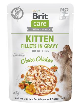 Brit Care Cat Kitten Fillets in Gravy Choice Chicken Enriched with Sea Buckthorn and Nasturtium 85g