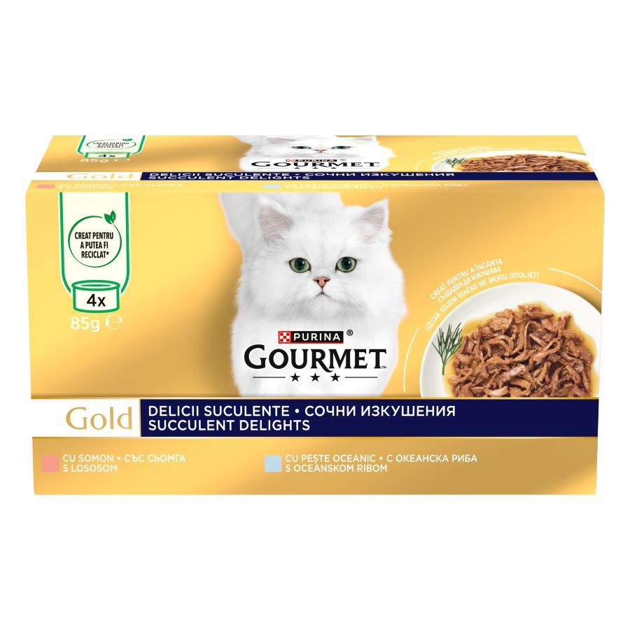 Gourmet Gold Храна за котки Котка Сочни изкушения Сьомга 4x85 340 ГР