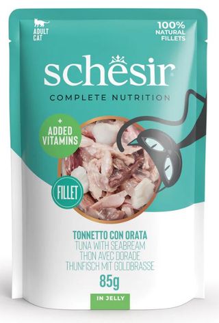 85 g Schesir Adult Atum e Dourada saqueta para gatos