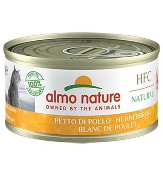Lata Almo Nature HFC Natural comida com frango para gatos - 70 GR