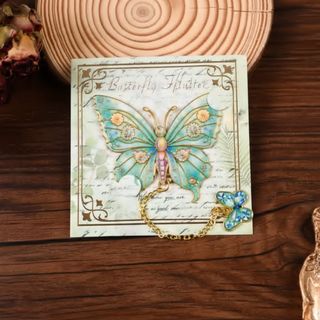 Umjetnički metalni obilježivač za knjige sa motivom zelenog leptira