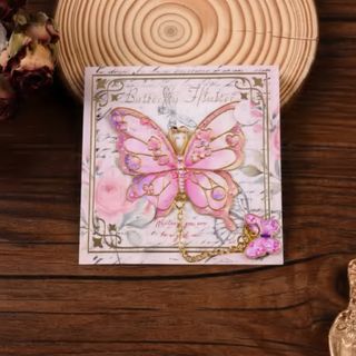 Umjetnički metalni obilježivač za knjige sa motivom ružičastog leptira