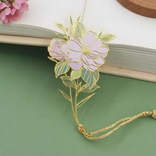 Umjetnički metalni obilježivač za knjige sa motivom ljubičastog božura