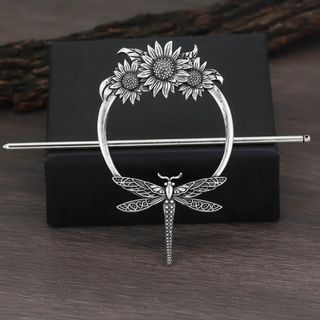 Set ukosnice od antičkog srebra sa motivima suncokreta i vilin konjica