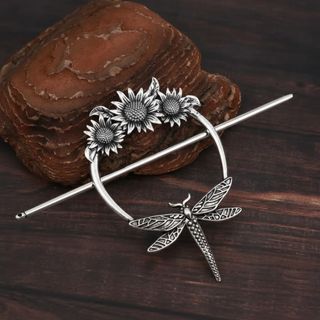 Set ukosnice od antičkog srebra sa motivima suncokreta i vilin konjica