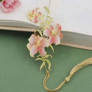 Umjetnički metalni obilježivač za knjige sa motivom ružičastih ljiljana