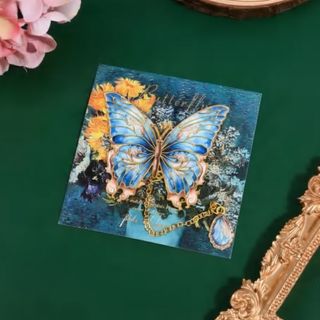 Umjetnički metalni obilježivač za knjige sa motivom „Ples leptira među cvijećem“