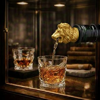 Umjetnički metalni nastavak za sipanje u zlatnoj boji u obliku glave lava