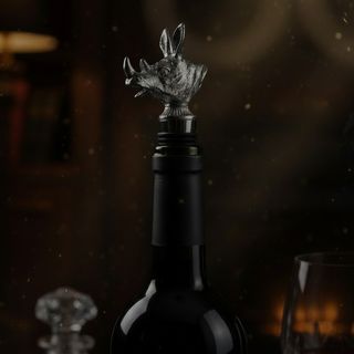 Umjetnički metalni zatvarač za flaše u boji antiknog kalaja u obliku glave nosoroga