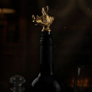 Umjetnički metalni zatvarač za flaše u boji Verdigris (patina bakra) u obliku glave nosoroga