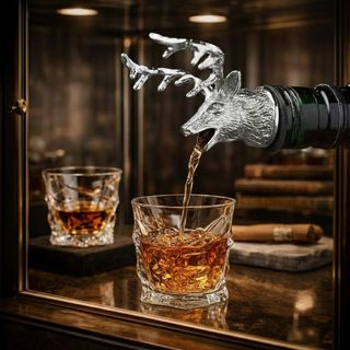 Umjetnički metalni nastavak za sipanje u srebrnoj boji u obliku glave jelena