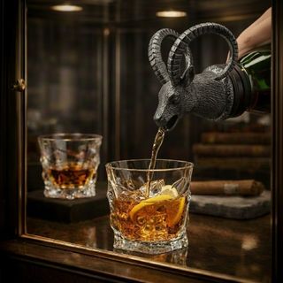 Umjetnički metalni nastavak za sipanje u crnoj boji u obliku glave divokoze